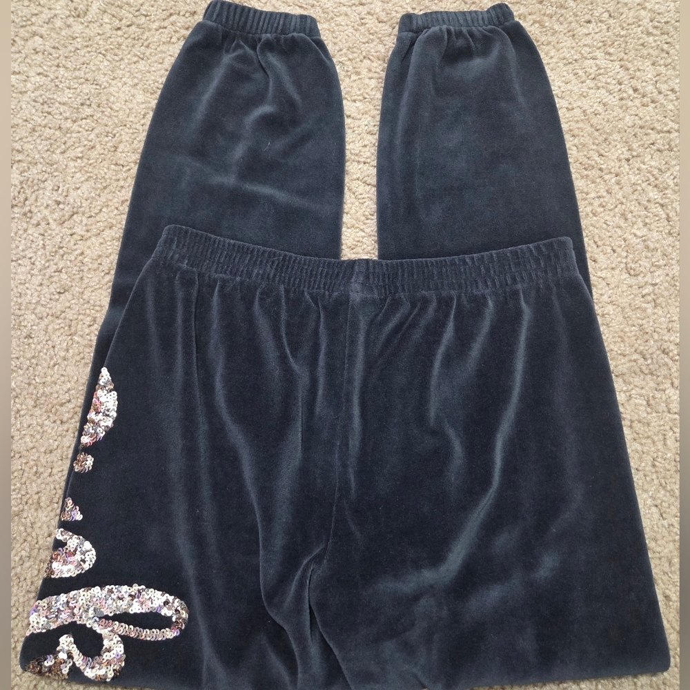 PINK Victoria's Secret Bling Sequin Vintage Velour Sweatpants Joggers HTF Rare - Picture 5 of 6